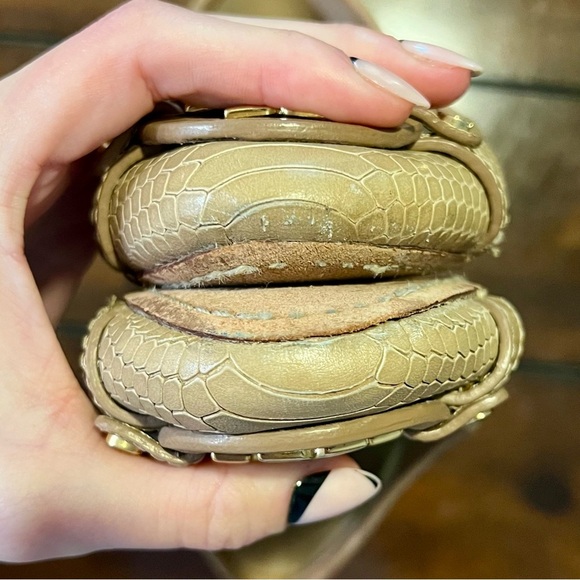 Tory Burch Women's SnakePrint Tan Flats - Picture 2 of 8